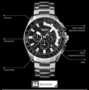 Skmei - 9167 - Stainless Watch Men's Quartz Wristwatch - White image 4