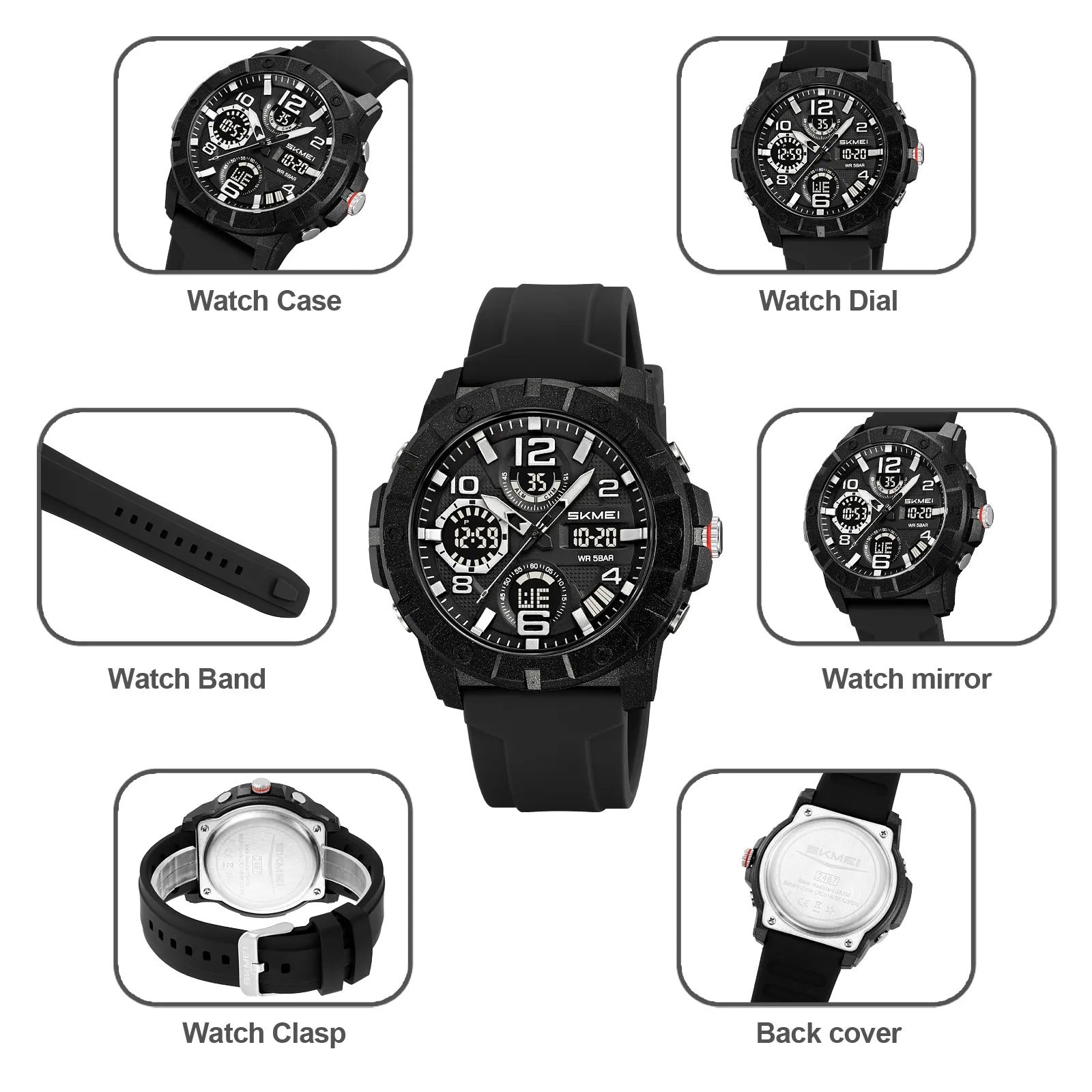 Skmei - 2487 - Urban Storm Dual Display Watch - Black image 4