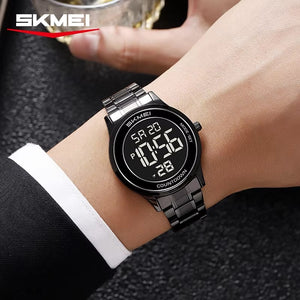 SKMEI 2425 Round Digital Countdown Watch - black/black image 2