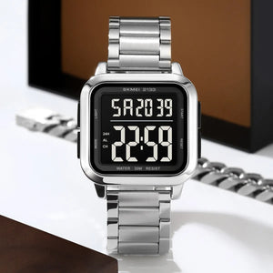 SKMEI 2133 Square Digital Stainless Steel Sports Watch - silver image 1