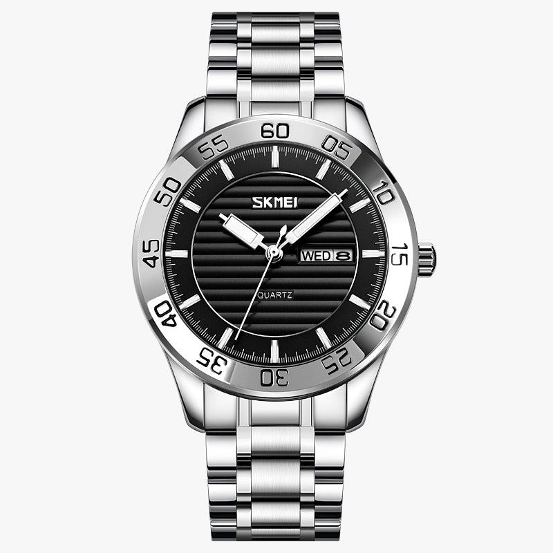 Skmei - 9293 - Premium Steel Quartz Performance Watch - silver black image 0