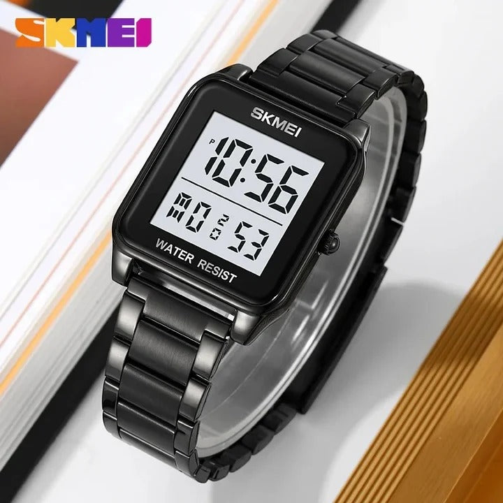 SKMEI 2154 Rectangle Digital Sports Wristwatch - black/white image 2