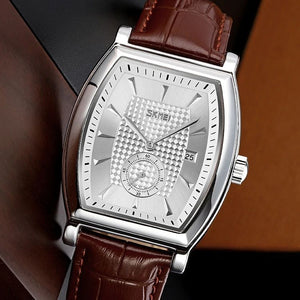 Skmei- 9306 - Leather Strap Quartz Alloy case Downsecond - silver/silver image 3