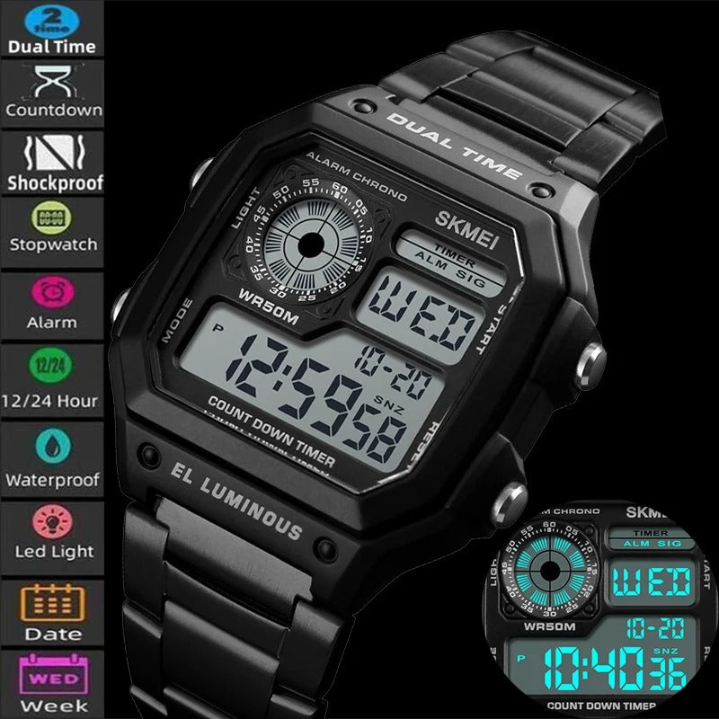 Skmei - 1335 - Digital Sports Countdown Waterproof Watch - Black image 5