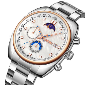 SKMEI - 9325 - Quartz Luxury Moon Phase Chrono Watch - RoseGold/White image 1