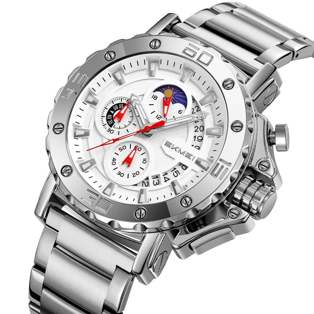 SKMEI - 9344 - Multifunctional Calendar Chronograph Sports Quartz Watch - silver/silver image 2