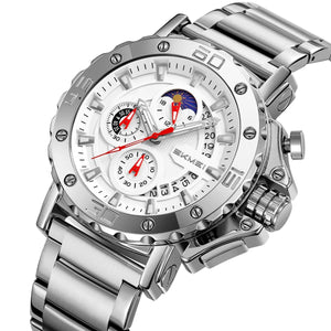 SKMEI - 9344 - Multifunctional Calendar Chronograph Sports Quartz Watch - silver/silver image 2