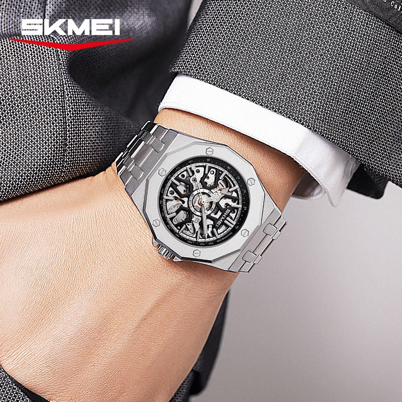 SKMEI - M036 - Automatic Movement Skeleton Dial - silver-steel image 3