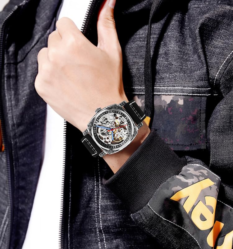 SKMEI - 9271 - Premium Automatic Skeleton Watch - black image 4