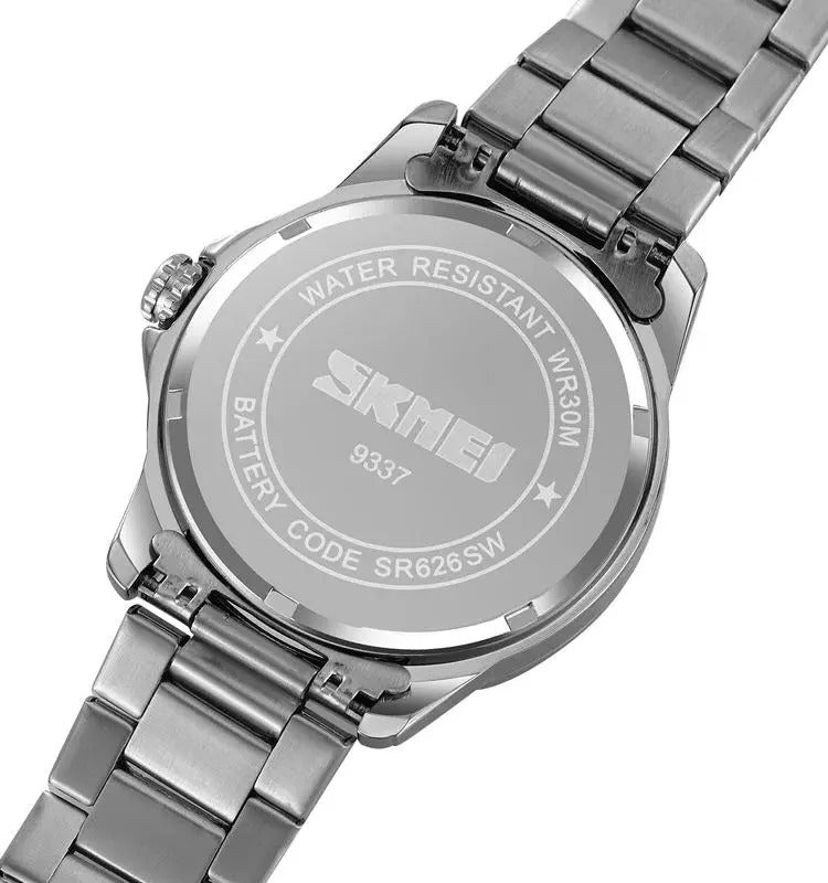 Skmei - 9337 - Digital Stainless Steel Watch - Silver/Black image 3