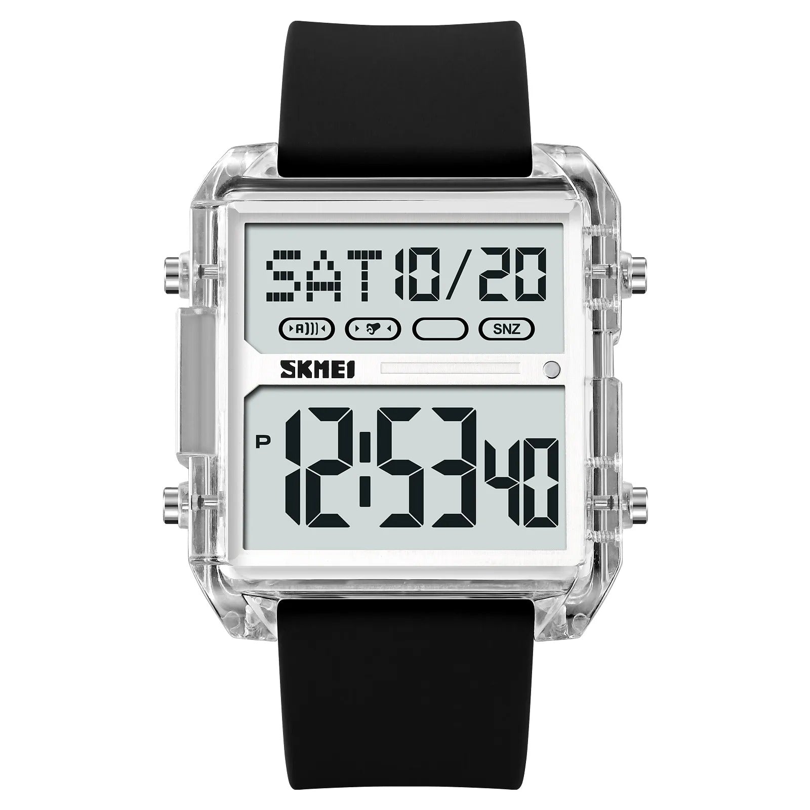 Skmei - 2246 - Modern Square Digital Watch - white-transparent image 1