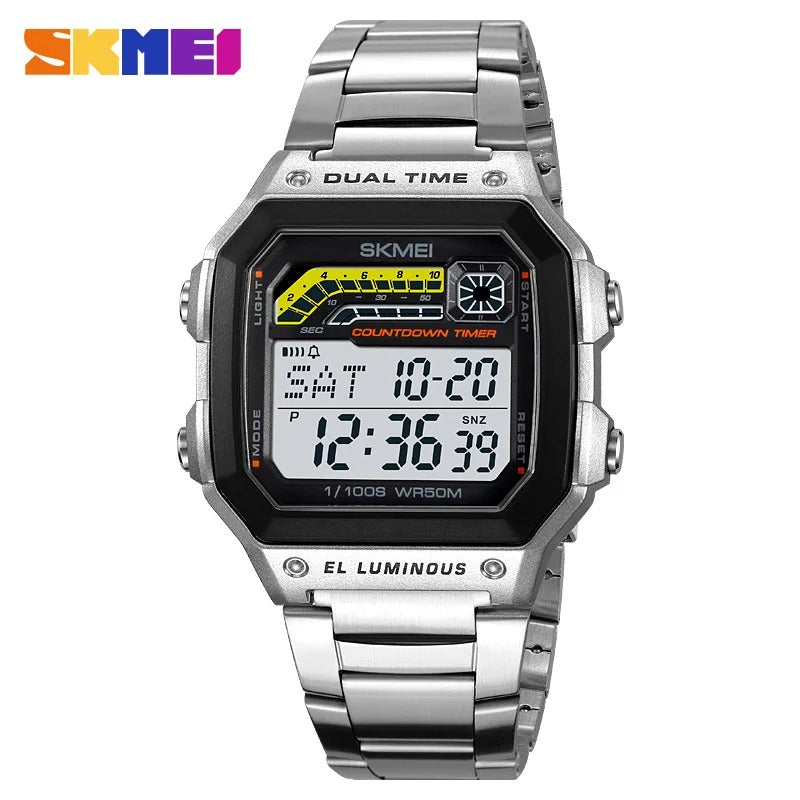 Skmei 2307 – Digital Sports Watch – Silver/Steel image 2