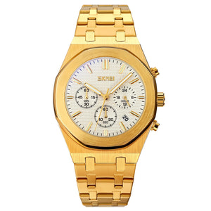 SKMEI - 9296 - Analog Stainless Steel Chronograph Quartz Watch - gold/silver image 0