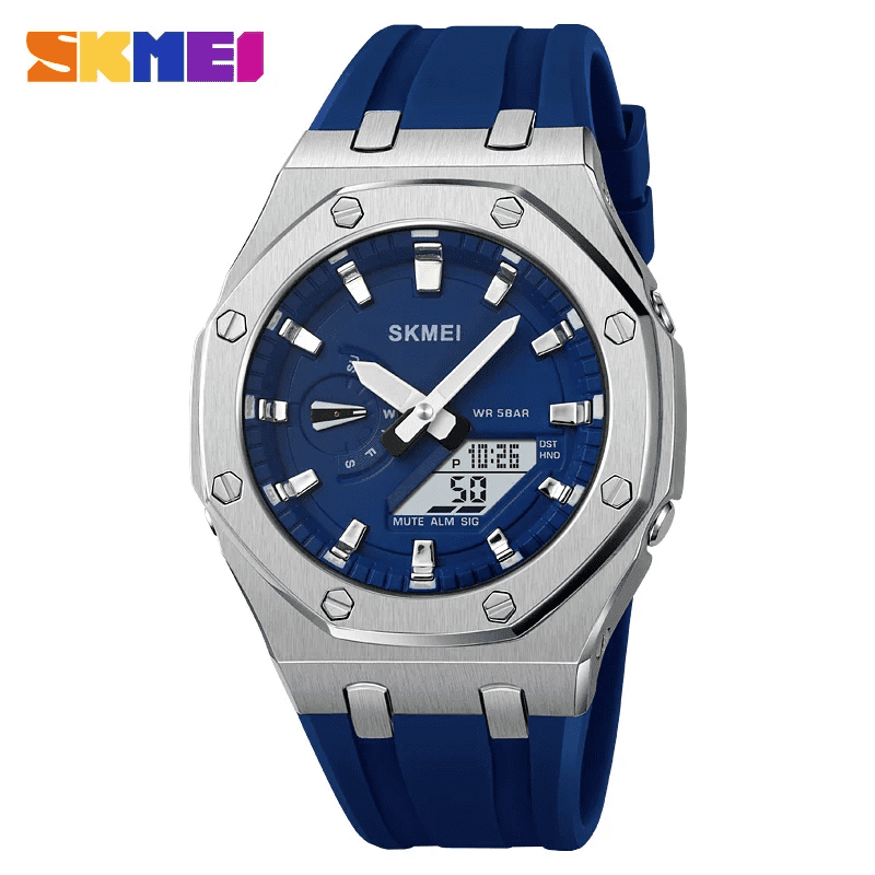 Skmei - 2243 - World time 50 Timezone- Silver/DarkBlue image 0