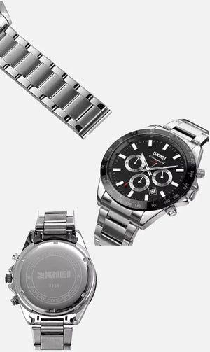 Skmei - 9259 - Stainless Steel Chronograph - Silver/Black image 5