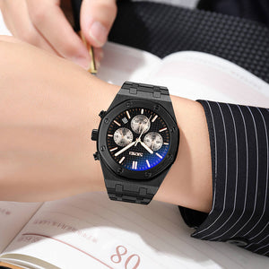 SKMEI - 9296 - Analog Stainless Steel Chronograph Quartz Watch - black/black image 3