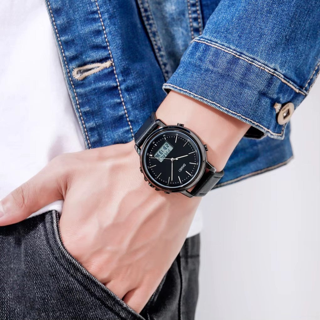 Skmei - 1652 (Strap) - Multifunctional Waterproof - Black/White-Leather image 3