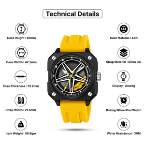 SKMEI - 2362 - Trendy Wheel Spinner Quartz Silicon Strap - Yellow image 4