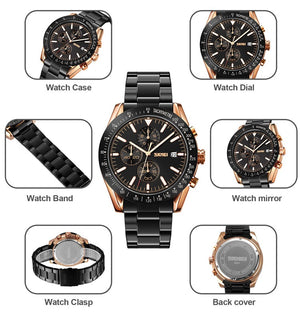 SKMEI - 9253 - Elite Chronograph Watch - Rosegold/Black-Steel image 6