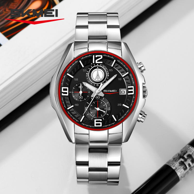 SKMEI - 9346 - Sport Chronograph Quartz Stainless Steel Watch - black image 1