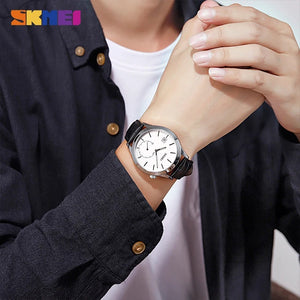 SKMEI - 1581 - High Quality Luxury Watch - Silver/Black-Leather image 3