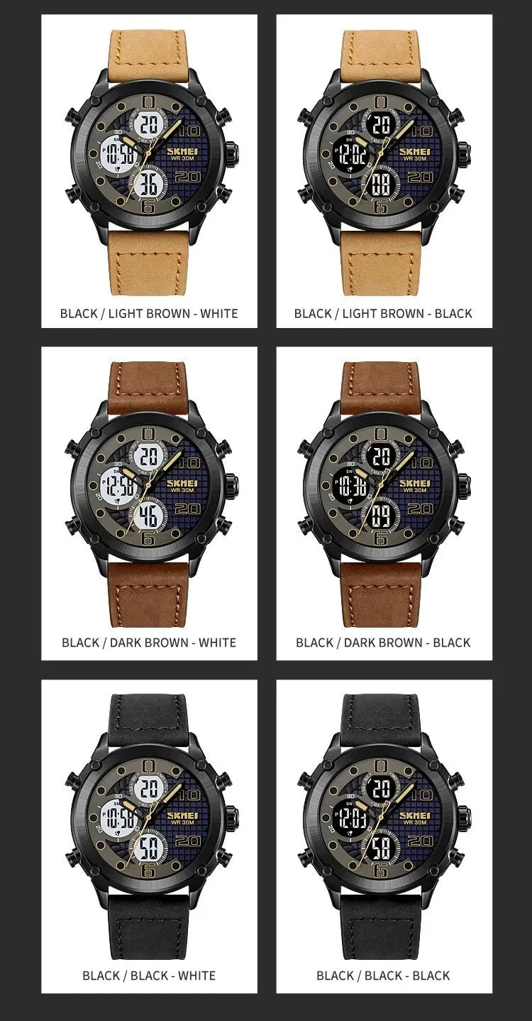 Skmei - 1975(strap)- Luminous 30m Waterproof Mutifunctional - Black/Black-White image 3