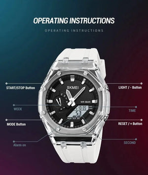 Skmei - 2100 - World Time 50m Waterproof - White/Black image 6