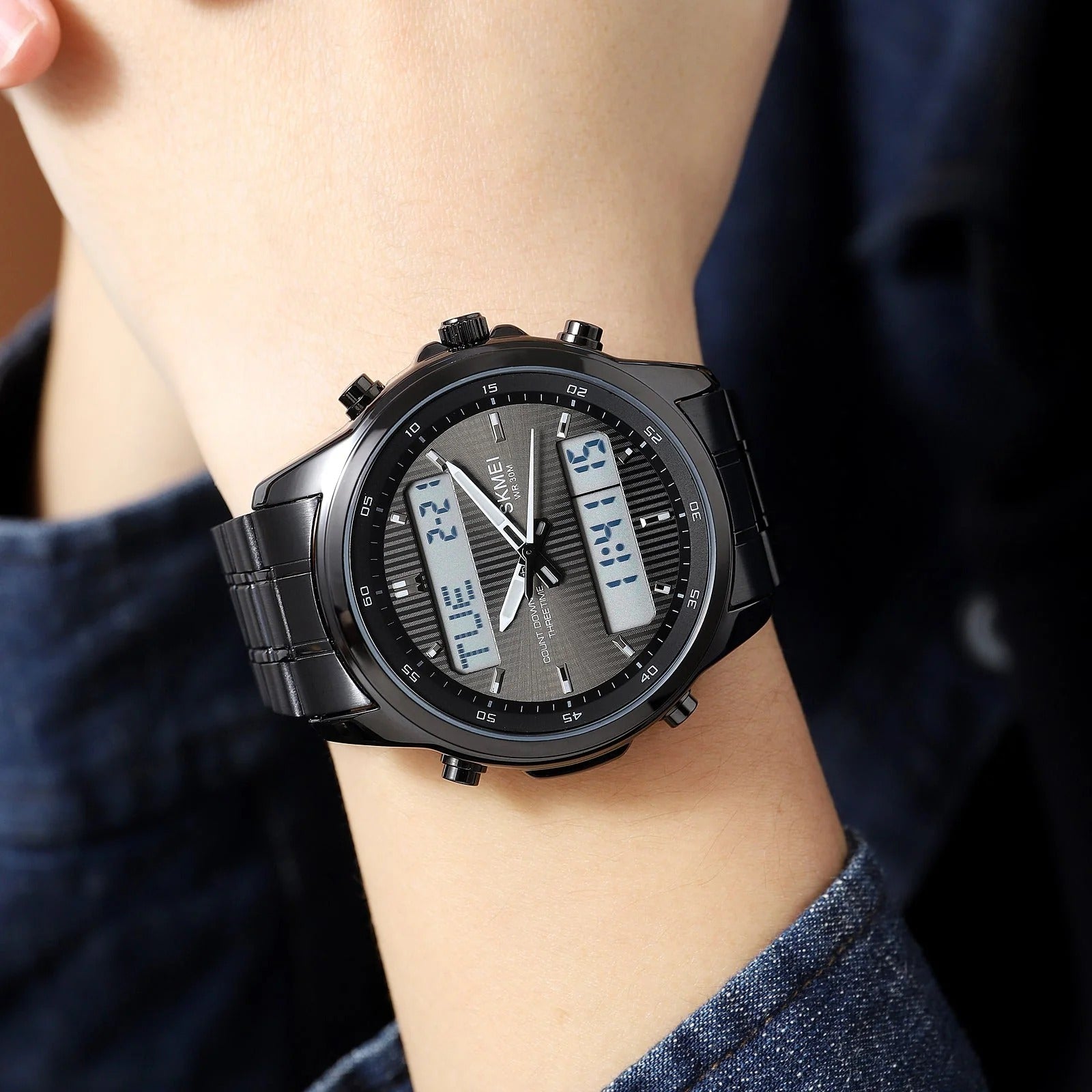 Skmei - 2049 - Multifunctional Waterproof Watch - Black/White image 3