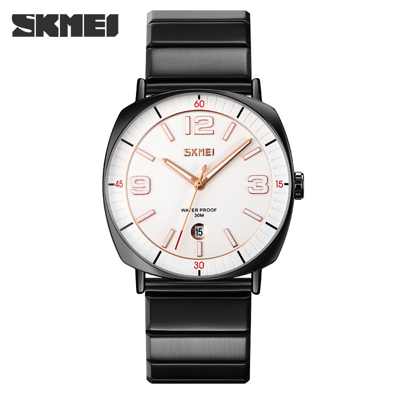 SKMEI - 9280 - Slim Steel Analog Quartz Watch - Black/Silver image 2
