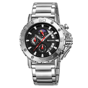 SKMEI - 9344 - Multifunctional Calendar Chronograph Sports Quartz Watch - Silver/Black image 0