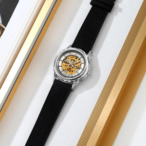 SKMEI - M035 - High Quality Mechanical Watch - silver-black Leather image 1