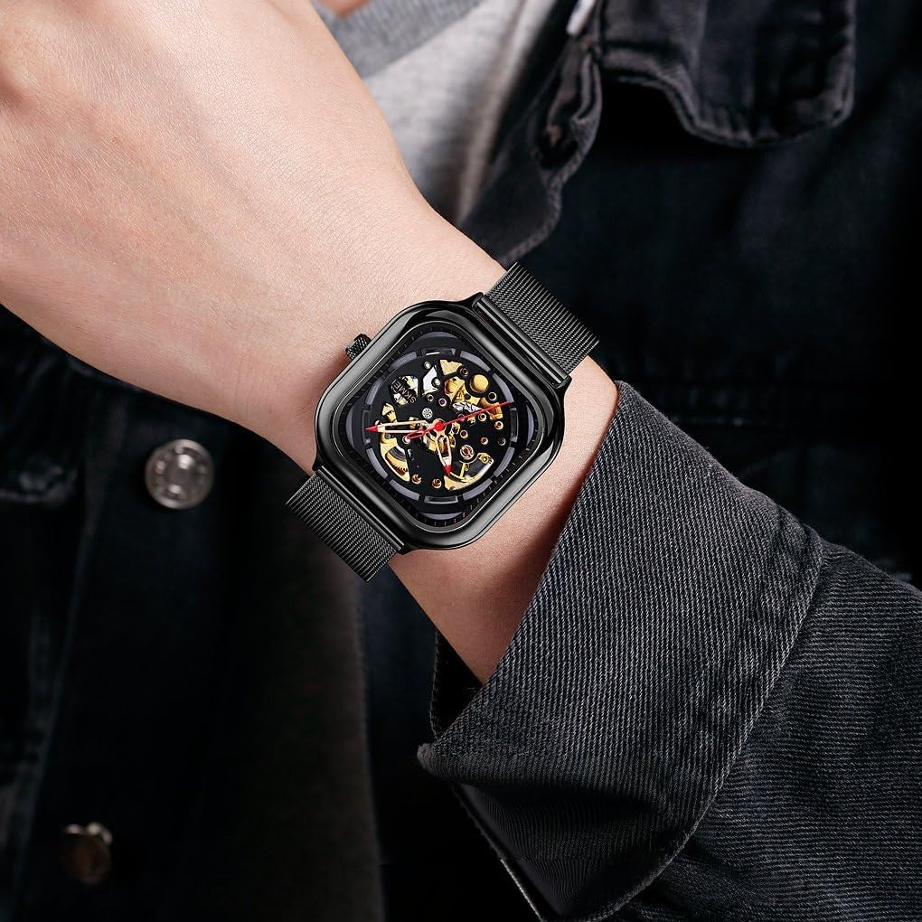 SKMEI - 9184 - Premium Automatic Skeleton Watch - black image 4