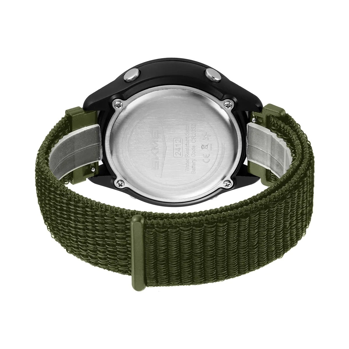 SKMEI 2412 Digital Countdown World Time Sports Watch - armygreen/nylon image 3