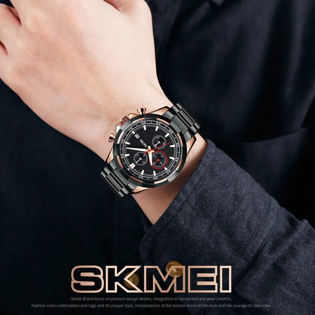 SKMEI - 9192 - Premium Chronograph Analog Watch - rosegold/black image 3