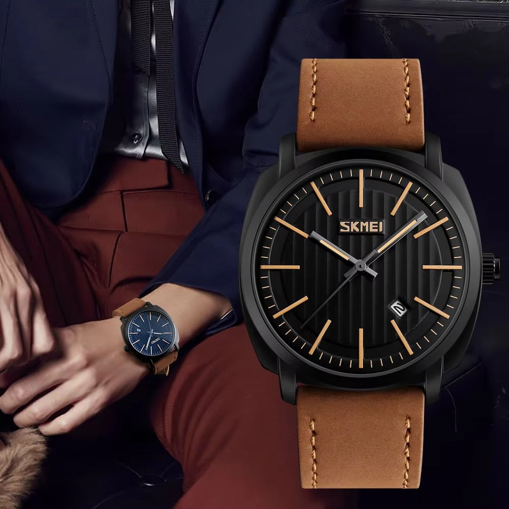 SKMEI - 9169 - Analog Quartz Leather Strap Watch - brown image 1