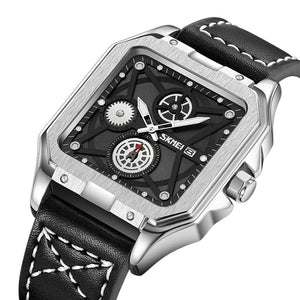 SKMEI - 9330 - Premium Down Second Square Dial Watch - silver/black image 1