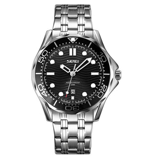 Skmei - 9276 - Quartz Casual Luxury Business Analog Watch - silver/black-steel image 3
