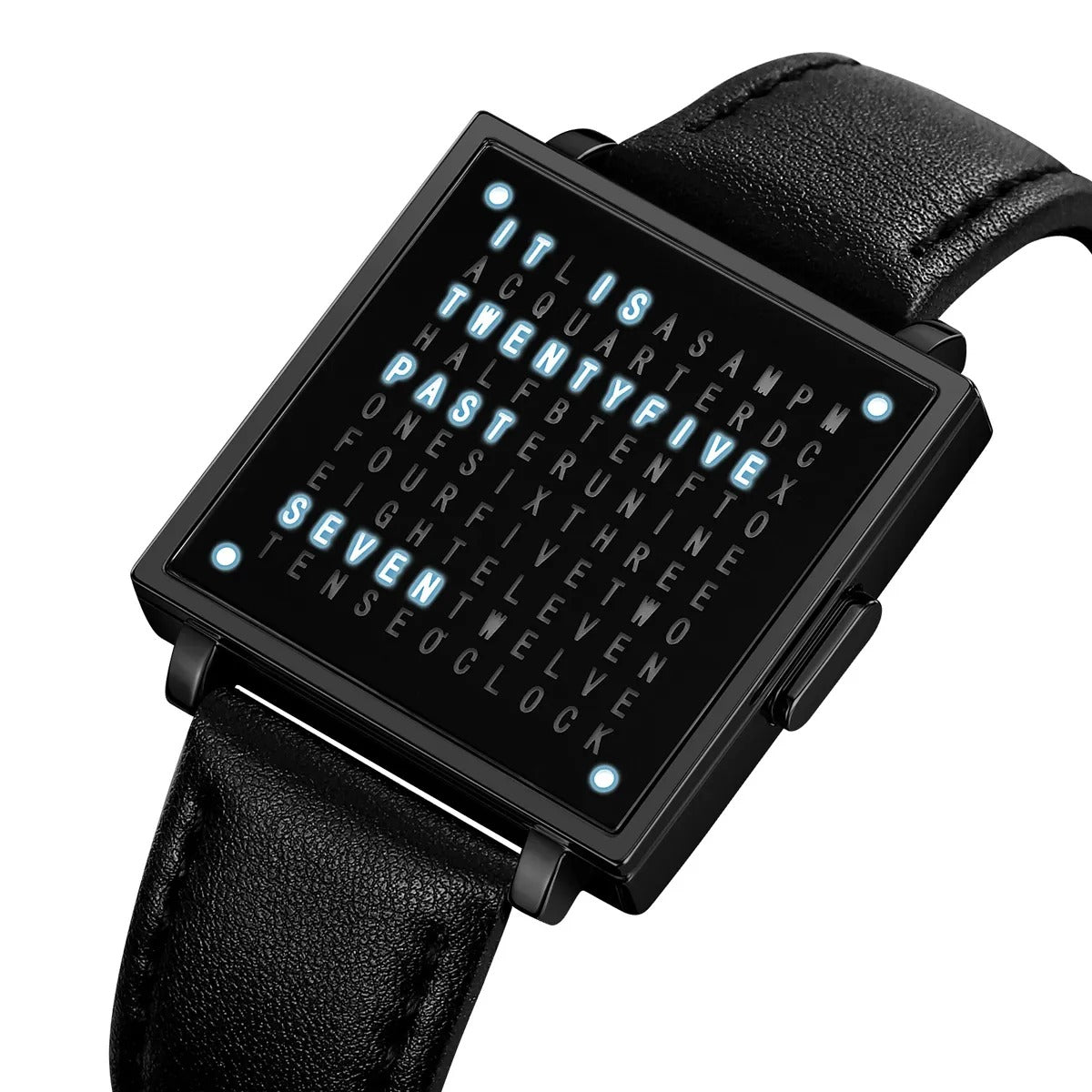 Skmei - 2388 - Luxury Word Dial Watch - Black/Leather image 0