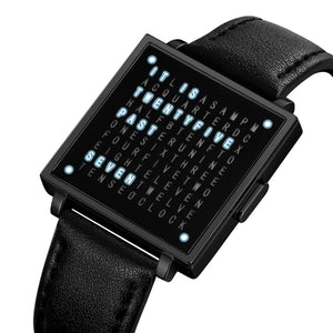 Skmei - 2388 - Luxury Word Dial Watch - Black/Leather image 0