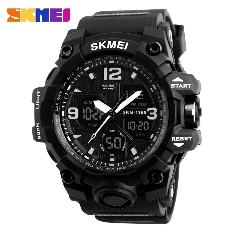 Skmei - 1155 - Sports Analog Digital Watch - Black image 2