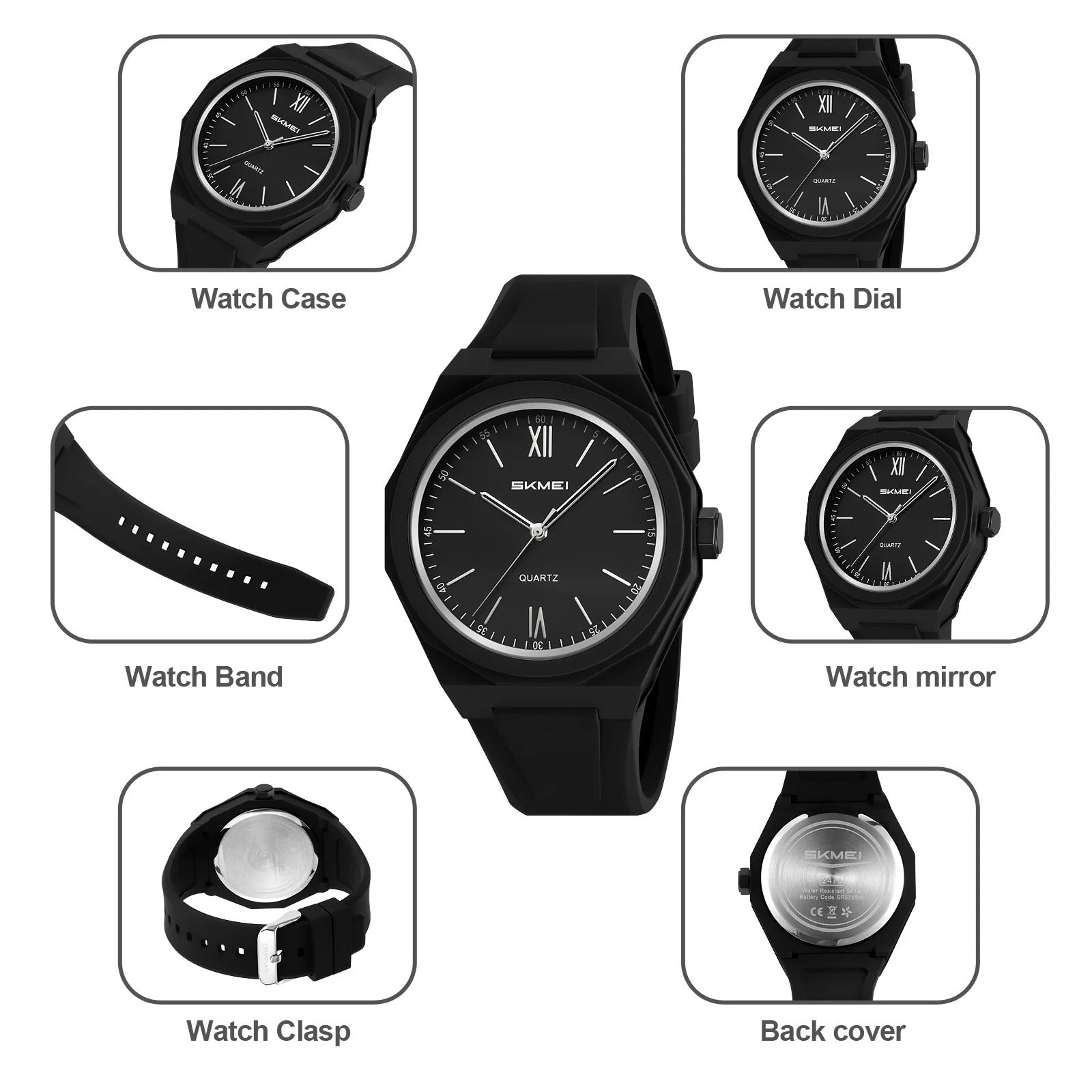SKMEI - 2470 - High Quality Luxury Watch - Black-Line image 2