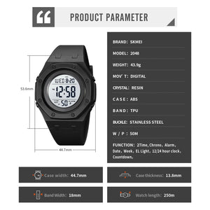 Skmei 2048 Digital Sports Watch - black/white image 8