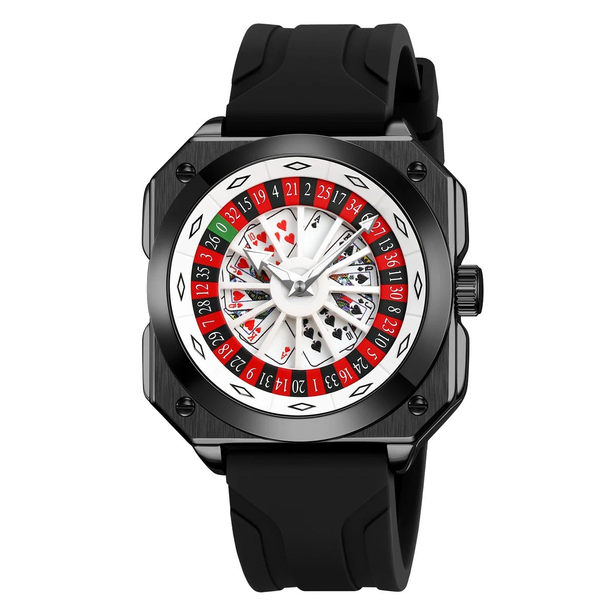 SKMEI - 9379 - Rotating Poker Dial Silicone Wrist Watch - Black/black image 0