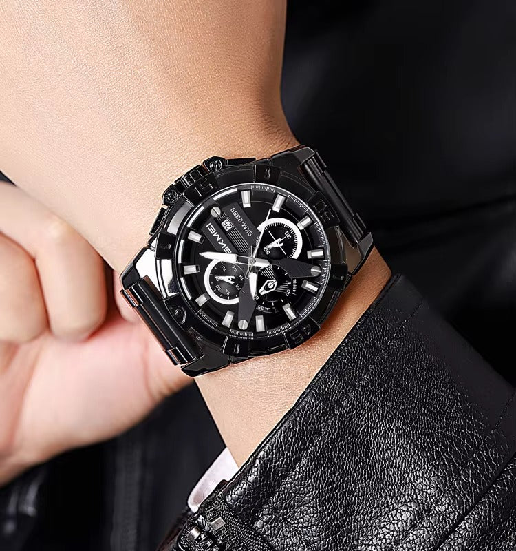 SKMEI - 2399 - Analog Multifunction Watch for Men with Stopwatch - Black image 2