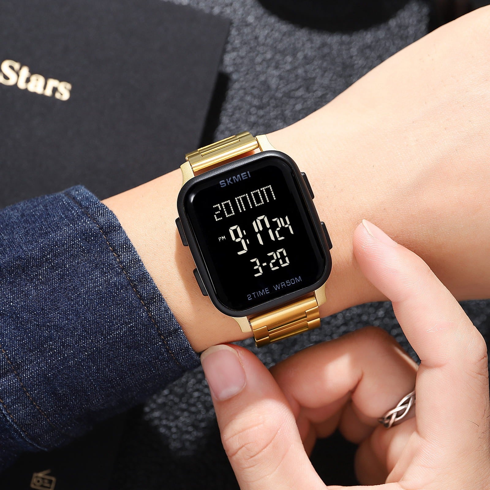 Skmei - 1859 - Digital Electronic LED Display Watch - gold image 2
