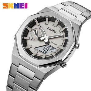 Skmei - 1816 - Dual Display luminous waterproofs 50+ timezone - Silver/White image 0