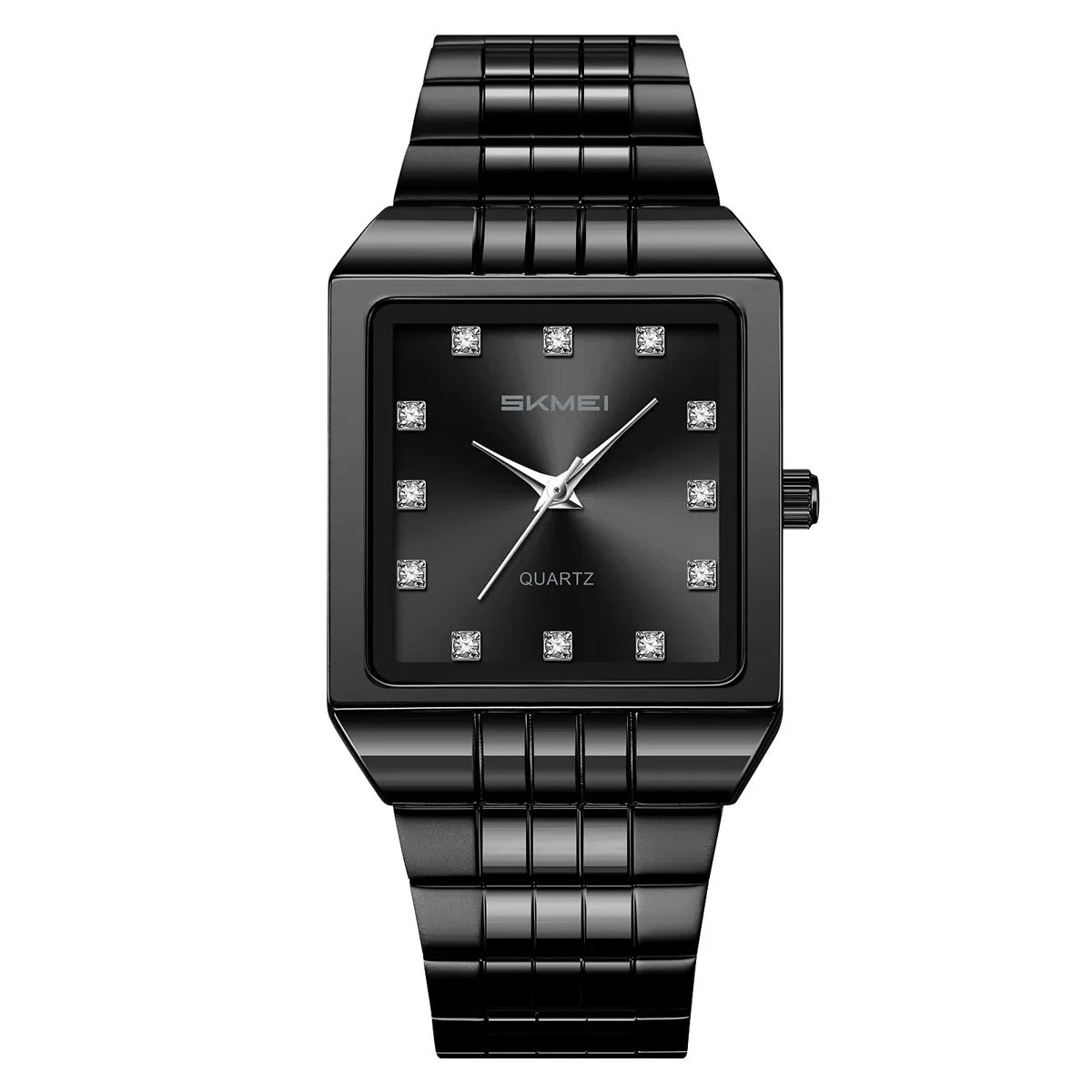 SKMEI 2619 Square Analog Diamond Dial Watch - black/black image 0