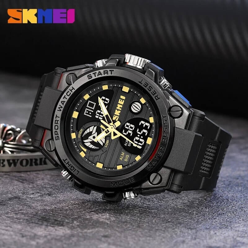SKMEI 2031 Rugged Digital Sports Watch - Black/Gold image 2