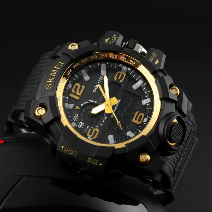 Skmei - 1155 - Sports Analog Digital Watch - Gold image 2