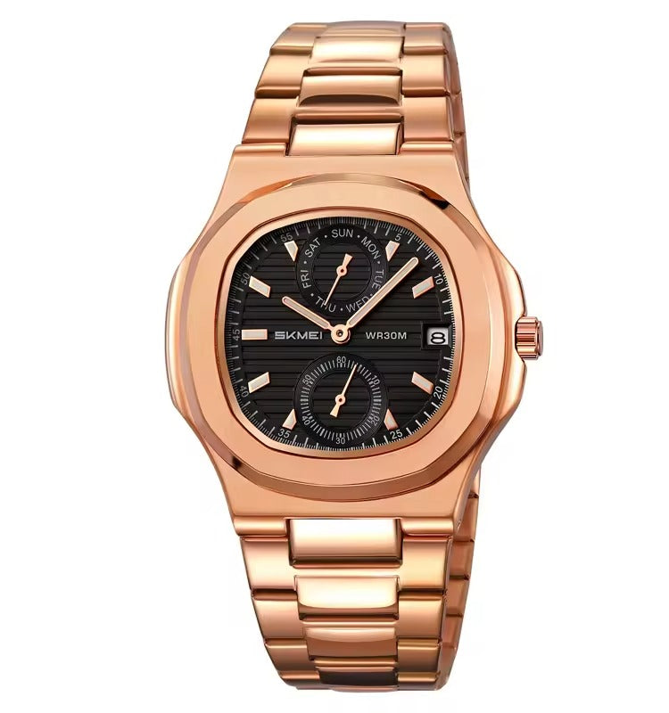SKMEI - 2423 - Elegant Classic Multifunction Sqaure Dial Watch - rose gold image 1